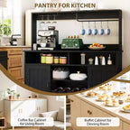 47" Farmhouse Buffet Cabinet with Coffee Bar Sideboard & Sliding Barn Door
