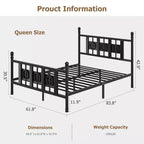 Metal Platform Bed Frame with Headboard & Under-Bed Storage