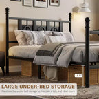 Metal Platform Bed Frame with Headboard & Under-Bed Storage