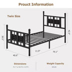 Metal Platform Bed Frame with Headboard & Under-Bed Storage