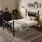 Metal Platform Bed Frame with Headboard & Under-Bed Storage
