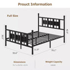 Metal Platform Bed Frame with Headboard & Under-Bed Storage