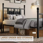 Metal Platform Bed Frame with Headboard & Under-Bed Storage