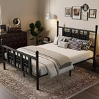 Metal Platform Bed Frame with Headboard & Under-Bed Storage