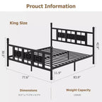 Metal Platform Bed Frame with Headboard & Under-Bed Storage
