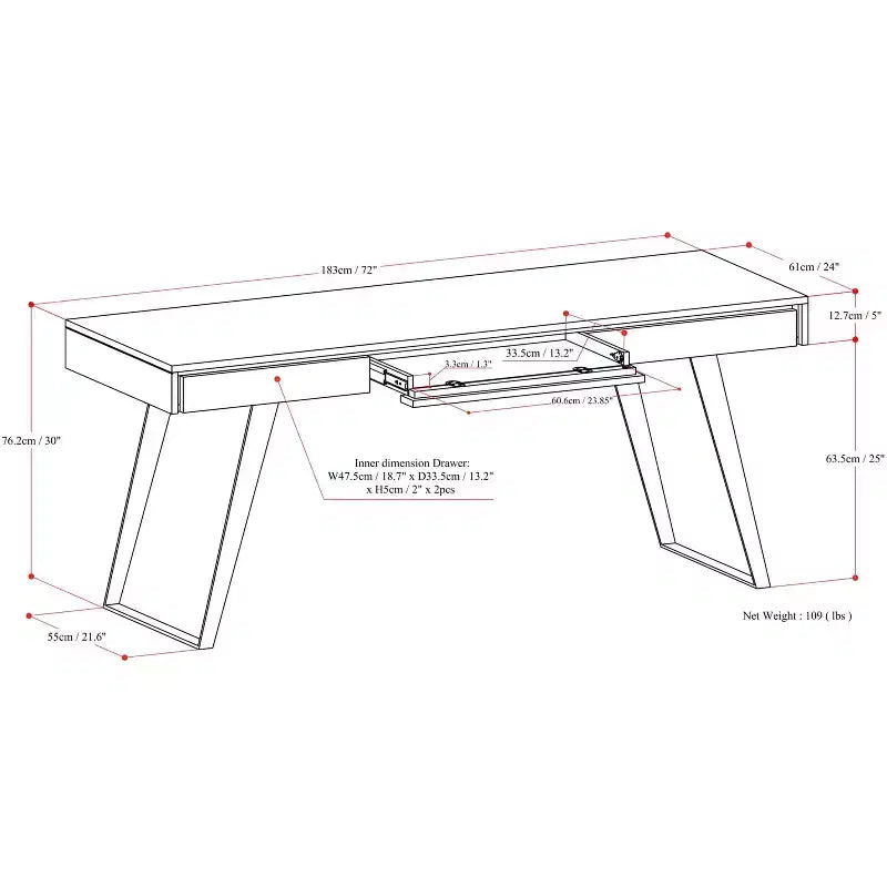 Modern Industrial 72 inch Wide Large Desk