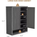 41.3" Shoe Cabinet with Adjustable Shelves & Fluted Door, Grey