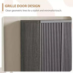 41.3" Shoe Cabinet with Adjustable Shelves & Fluted Door, Grey