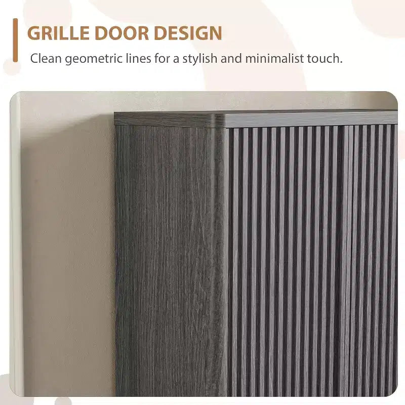 41.3" Shoe Cabinet with Adjustable Shelves & Fluted Door, Grey
