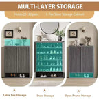 41.3" Shoe Cabinet with Adjustable Shelves & Fluted Door, Grey