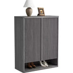 41.3" Shoe Cabinet with Adjustable Shelves & Fluted Door, Grey