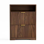 31-Inch Entryway Shoe Cabinet with Flip-Top Drawers, Freestanding, Walnut Finish