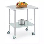 Stainless Steel Mobile Prep TableHeavy Duty Commercial Work Table with Adjustable Shelf & 4 Locking Casters for Kitchen/Restaurant/Garage