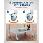 Stainless Steel Mobile Prep Table – Heavy Duty Commercial Work Table with Adjustable Shelf & 4 Locking Casters for Kitchen, Restaurant & Garage