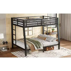 Metal Bunk Bed, Twin XL/Full XL Over Queen, Heavy-Duty Steel Frame, Space-Saving, No Box Spring Needed, Black