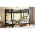 Metal Bunk Bed, Twin XL/Full XL Over Queen, Heavy-Duty Steel Frame, Space-Saving, No Box Spring Needed, Black