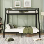 Metal Bunk Bed, Twin XL/Full XL Over Queen, Heavy-Duty Steel Frame, Space-Saving, No Box Spring Needed, Black