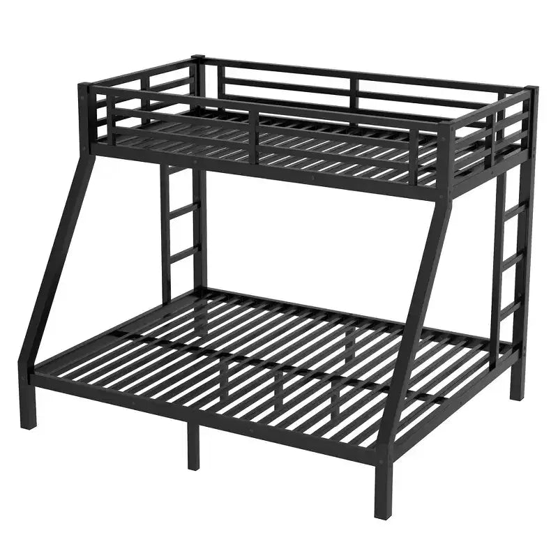 Metal Bunk Bed, Twin XL/Full XL Over Queen, Heavy-Duty Steel Frame, Space-Saving, No Box Spring Needed, Black