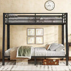 Metal Bunk Bed, Twin XL/Full XL Over Queen, Heavy-Duty Steel Frame, Space-Saving, No Box Spring Needed, Black