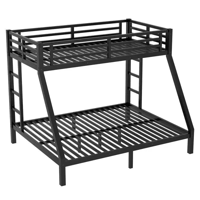 Metal Bunk Bed, Twin XL/Full XL Over Queen, Heavy-Duty Steel Frame, Space-Saving, No Box Spring Needed, Black