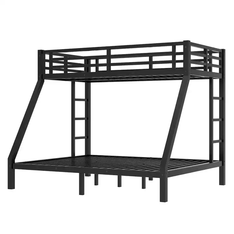 Metal Bunk Bed, Twin XL/Full XL Over Queen, Heavy-Duty Steel Frame, Space-Saving, No Box Spring Needed, Black