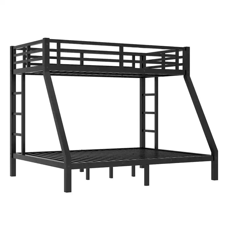 Metal Bunk Bed, Twin XL/Full XL Over Queen, Heavy-Duty Steel Frame, Space-Saving, No Box Spring Needed, Black