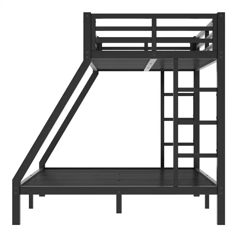 Metal Bunk Bed, Twin XL/Full XL Over Queen, Heavy-Duty Steel Frame, Space-Saving, No Box Spring Needed, Black