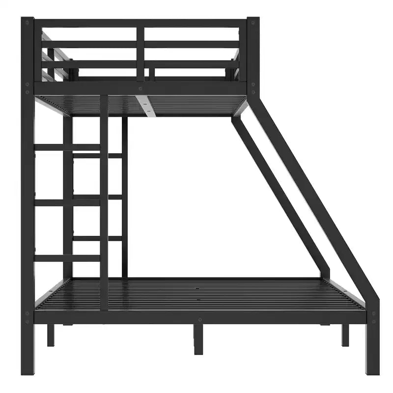 Metal Bunk Bed, Twin XL/Full XL Over Queen, Heavy-Duty Steel Frame, Space-Saving, No Box Spring Needed, Black