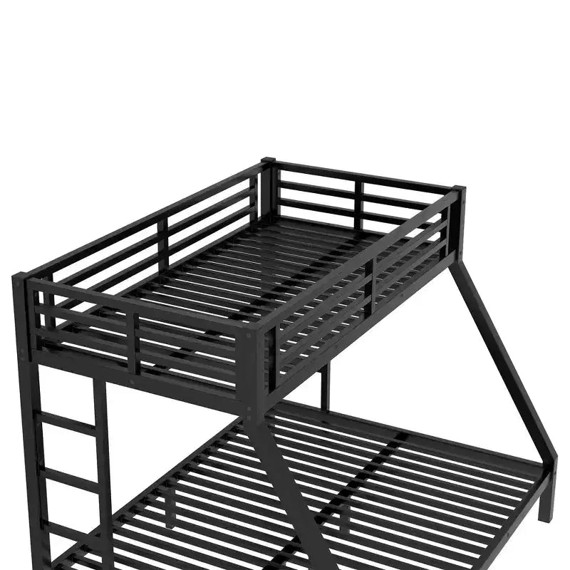 Metal Bunk Bed, Twin XL/Full XL Over Queen, Heavy-Duty Steel Frame, Space-Saving, No Box Spring Needed, Black