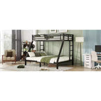 Metal Bunk Bed, Twin XL/Full XL Over Queen, Heavy-Duty Steel Frame, Space-Saving, No Box Spring Needed, Black