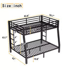 Metal Bunk Bed, Twin XL/Full XL Over Queen, Heavy-Duty Steel Frame, Space-Saving, No Box Spring Needed, Black