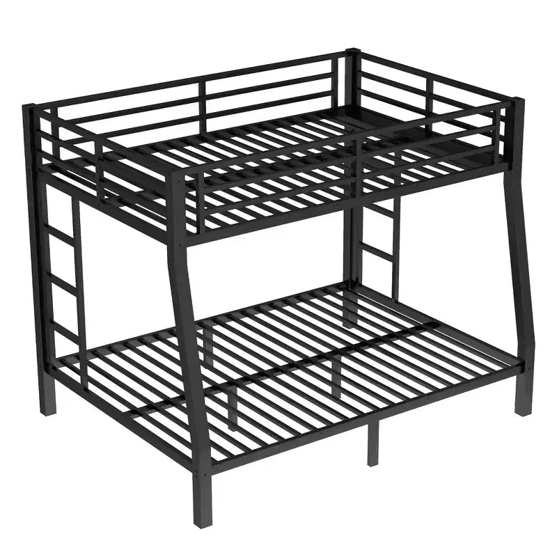 Metal Bunk Bed, Twin XL/Full XL Over Queen, Heavy-Duty Steel Frame, Space-Saving, No Box Spring Needed, Black
