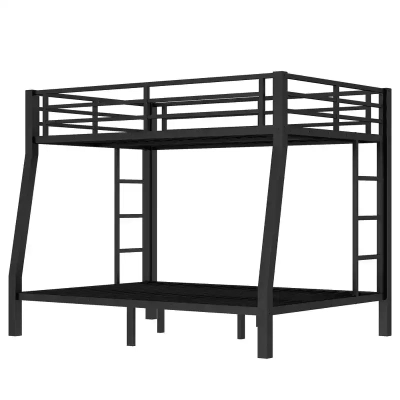 Metal Bunk Bed, Twin XL/Full XL Over Queen, Heavy-Duty Steel Frame, Space-Saving, No Box Spring Needed, Black
