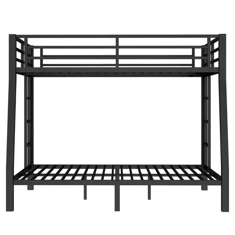 Metal Bunk Bed, Twin XL/Full XL Over Queen, Heavy-Duty Steel Frame, Space-Saving, No Box Spring Needed, Black