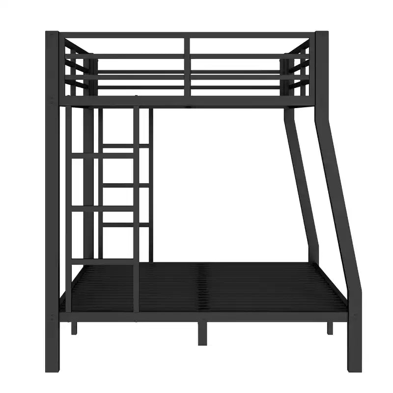 Metal Bunk Bed, Twin XL/Full XL Over Queen, Heavy-Duty Steel Frame, Space-Saving, No Box Spring Needed, Black