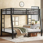 Bellemave Metal Bunk Bed, Twin XL/Full XL Over Queen, Heavy-Duty Steel Frame, Space-Saving, Quiet & Stable, No Box Spring Needed, Black