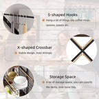 Kitchen Bakers Rack with Power Outlet, Multifunctional Organizer & Storage with 6 Hooks, Microwave Oven Stand and Coffee Station