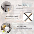 Kitchen Bakers Rack with Power Outlet, Multifunctional Organizer & Storage with 6 Hooks, Microwave Oven Stand and Coffee Station