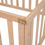 Twin Size Wooden Floor Bed Frame with Fence and Door