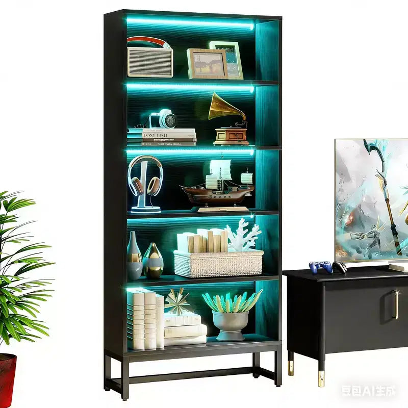 Bookcase, Large Bookshelf Organizer with 5-Tier Storage Shelves