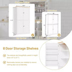 Freestanding Kitchen Pantry Storage Cabinet with 2 Drawers and 8 Door Shelves