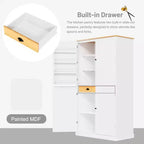 Freestanding Kitchen Pantry Storage Cabinet with 2 Drawers and 8 Door Shelves