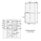 Freestanding Kitchen Pantry Storage Cabinet with 2 Drawers and 8 Door Shelves