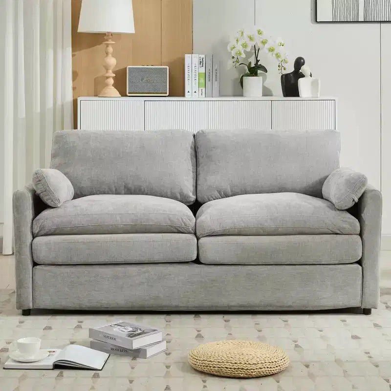 68.1" Cozy Upholstered Loveseat Sofa – Double Cushion Couch for Living Room, Light Gray