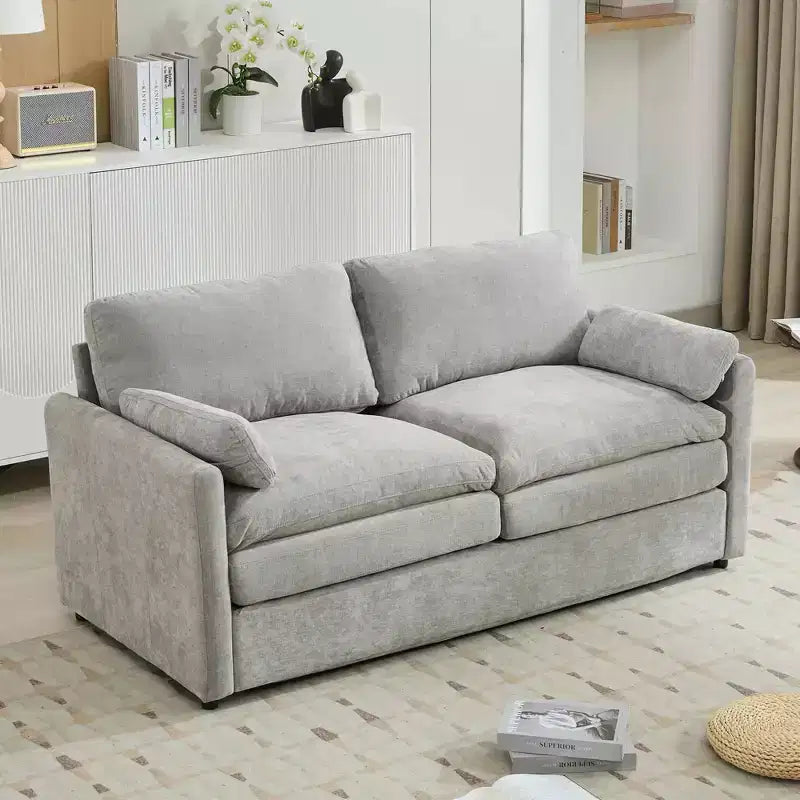 68.1" Cozy Upholstered Loveseat Sofa – Double Cushion Couch for Living Room, Light Gray