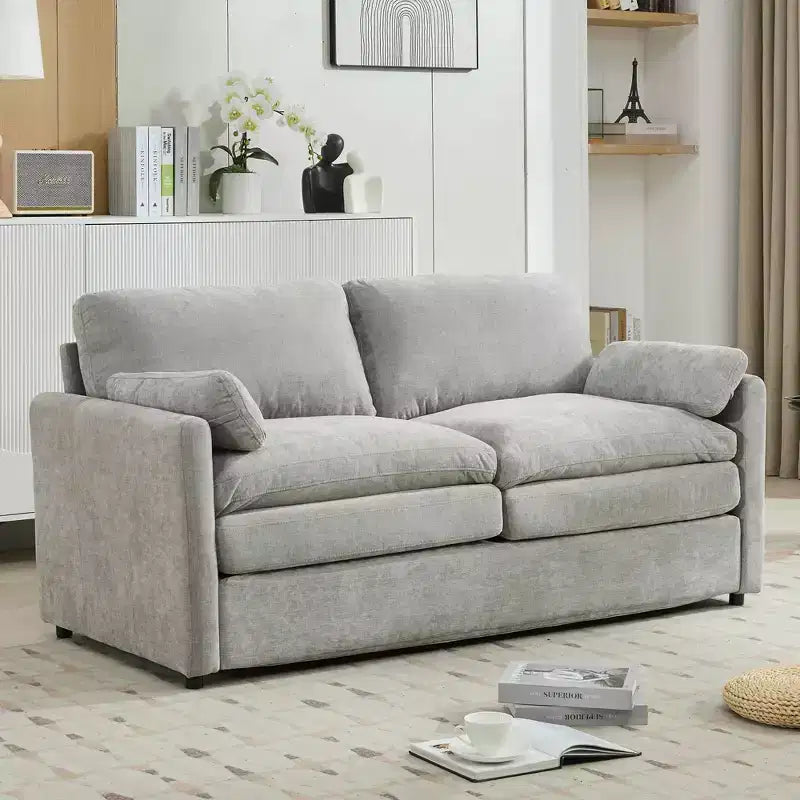 68.1" Cozy Upholstered Loveseat Sofa – Double Cushion Couch for Living Room, Light Gray