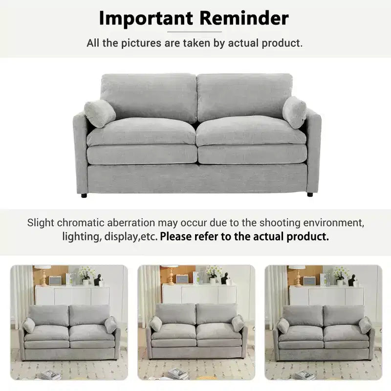 68.1" Cozy Upholstered Loveseat Sofa – Double Cushion Couch for Living Room, Light Gray
