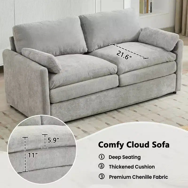 68.1" Cozy Upholstered Loveseat Sofa – Double Cushion Couch for Living Room, Light Gray