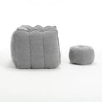 Bean Bag Chair with High-Resilient Foam, Square Lazy Sofa with Footstool for Adults