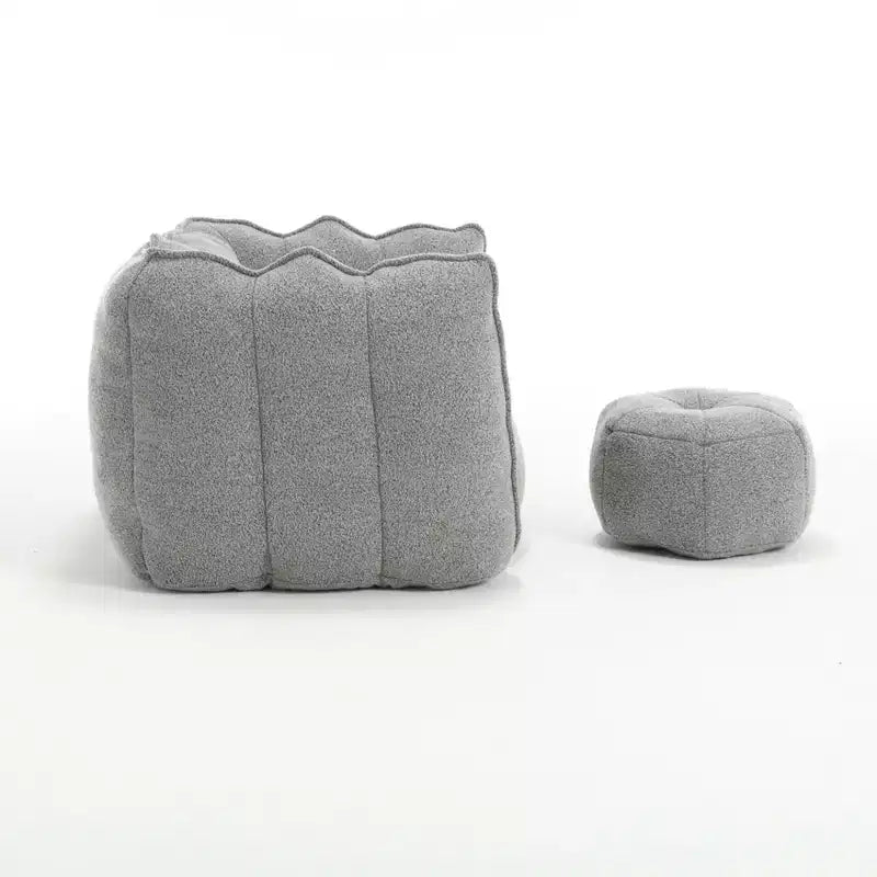 Bean Bag Chair with High-Resilient Foam, Square Lazy Sofa with Footstool for Adults